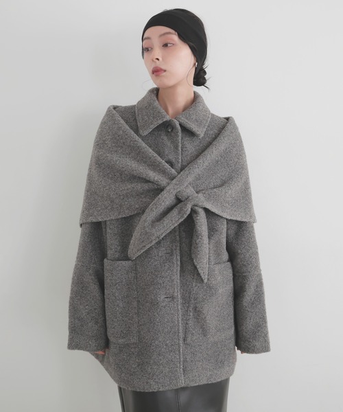 ストールセットウールライクコート（ステンカラーコート）｜LIAN