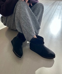 たっぷり ファー ウエッジソール ブーツ /52411 軽量 もこもこ