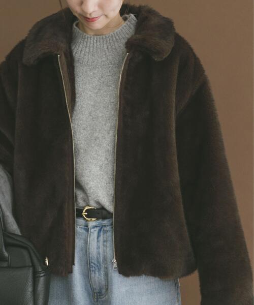 ITEMS URBANRESEARCH（アイテムズ アーバンリサーチ）の「ファージャケット（その他アウター・レディース・ライトベージュ/ブラウン・FREE）」の7枚目の写真