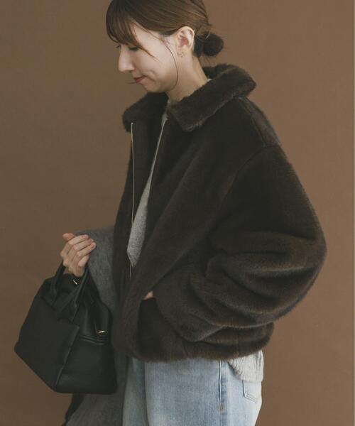 ITEMS URBANRESEARCH（アイテムズ アーバンリサーチ）の「ファージャケット（その他アウター・レディース・ライトベージュ/ブラウン・FREE）」の3枚目の写真