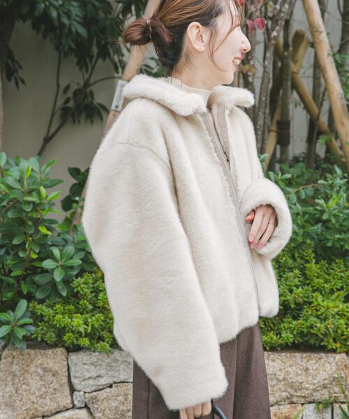 ITEMS URBANRESEARCH（アイテムズ アーバンリサーチ）の「ファージャケット（その他アウター・レディース・ライトベージュ/ブラウン・FREE）」の14枚目の写真