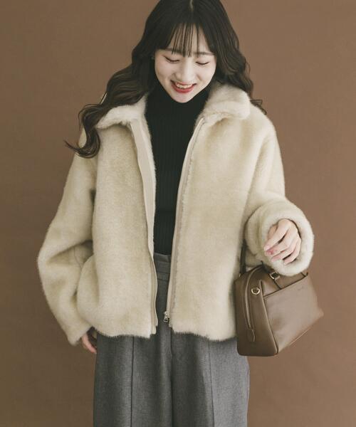 ITEMS URBANRESEARCH（アイテムズ アーバンリサーチ）の「ファージャケット（その他アウター・レディース・ライトベージュ/ブラウン・FREE）」の18枚目の写真