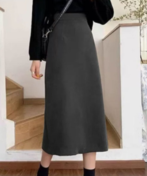 SallyLunn(サリーラン)の「ハイウエストミモレ丈スカート(スカート・レディース・ブラウン/ブラック/グレー・LARGE/MEDIUM)」の3枚目の写真