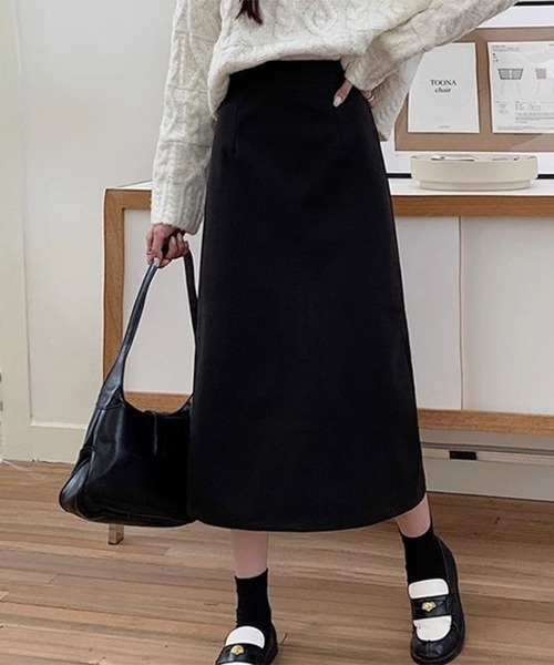 SallyLunn(サリーラン)の「ハイウエストミモレ丈スカート(スカート・レディース・ブラウン/ブラック/グレー・LARGE/MEDIUM)」の2枚目の写真