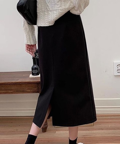SallyLunn(サリーラン)の「ハイウエストミモレ丈スカート(スカート・レディース・ブラウン/ブラック/グレー・LARGE/MEDIUM)」の4枚目の写真