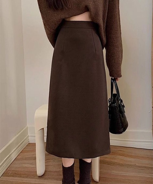 SallyLunn(サリーラン)の「ハイウエストミモレ丈スカート(スカート・レディース・ブラウン/ブラック/グレー・LARGE/MEDIUM)」の5枚目の写真