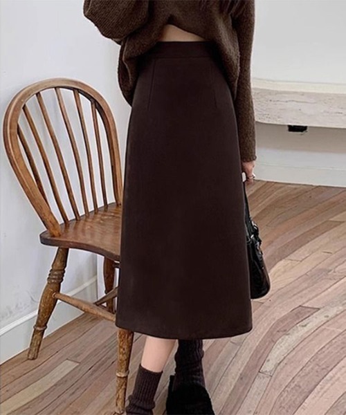 SallyLunn(サリーラン)の「ハイウエストミモレ丈スカート(スカート・レディース・ブラウン/ブラック/グレー・LARGE/MEDIUM)」の7枚目の写真
