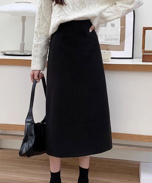 SallyLunn(サリーラン)の「ハイウエストミモレ丈スカート(スカート・レディース・ブラウン/ブラック/グレー・LARGE/MEDIUM)」の9枚目の写真