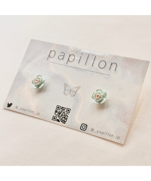 tone（トーン）の「【papillon】お花ピアス(MA)（ピアス（両耳用）・レディース・ライトブルー・FREE）」の3枚目の写真