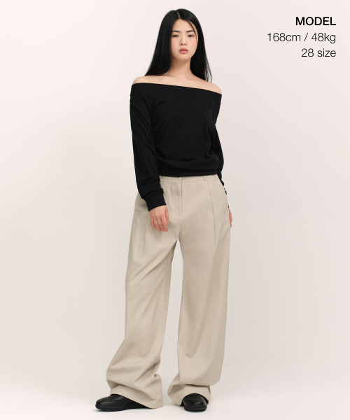 MUSINSA STANDARD WOMAN（ムシンサスタンダードウーマン）の「ウィメンズディープタックエクストラワイドチノパンツ[ライトベージュ]（その他パンツ・レディース・その他・30/24/26/28）」の2枚目の写真