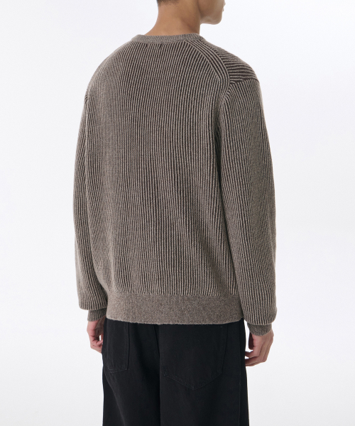 MUSINSA STANDARD（ムシンサスタンダード）の「ツートンリブクルーネックニット [トープ/ヘザーブラウン]（ニット/セーター・メンズ・その他・SMALL/MEDIUM/LARGE/X-LARGE/XX-LARGE）」の2枚目の写真