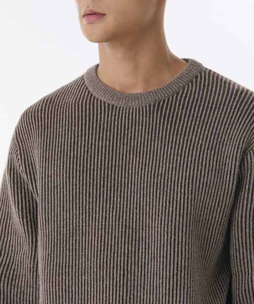 MUSINSA STANDARD（ムシンサスタンダード）の「ツートンリブクルーネックニット [トープ/ヘザーブラウン]（ニット/セーター・メンズ・その他・SMALL/MEDIUM/LARGE/X-LARGE/XX-LARGE）」の3枚目の写真