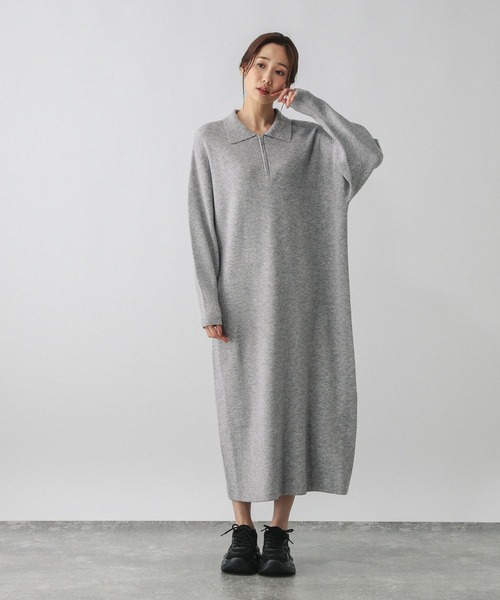 セール】ハーフZIPアゼニットワンピース/579499（ワンピース）｜GLOBAL
