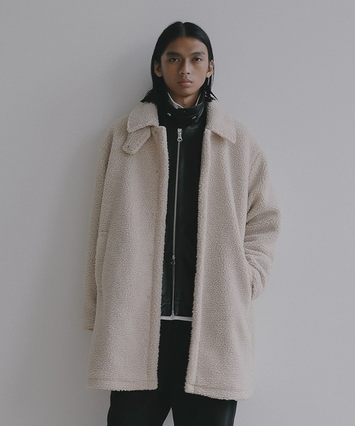 BAYFLOW(ベイフロー)の「【EF(エフ)】ボアバルコート(MEN)(ステンカラーコート・メンズ・ダークグレー/オフホワイト・MEDIUM/LARGE)」の1枚目の写真