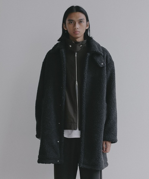 BAYFLOW(ベイフロー)の「【EF(エフ)】ボアバルコート(MEN)(ステンカラーコート・メンズ・ダークグレー/オフホワイト・MEDIUM/LARGE)」の2枚目の写真