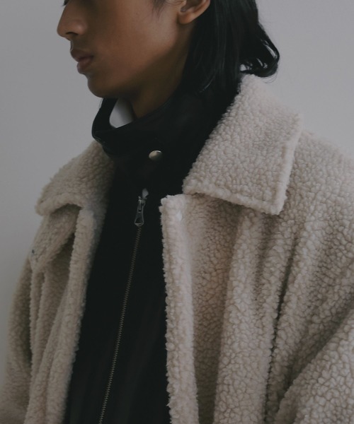 BAYFLOW(ベイフロー)の「【EF(エフ)】ボアバルコート(MEN)(ステンカラーコート・メンズ・ダークグレー/オフホワイト・MEDIUM/LARGE)」の4枚目の写真