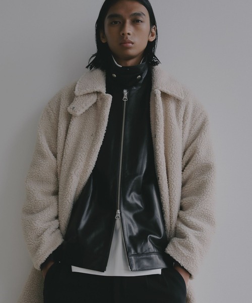 BAYFLOW(ベイフロー)の「【EF(エフ)】ボアバルコート(MEN)(ステンカラーコート・メンズ・ダークグレー/オフホワイト・MEDIUM/LARGE)」の6枚目の写真