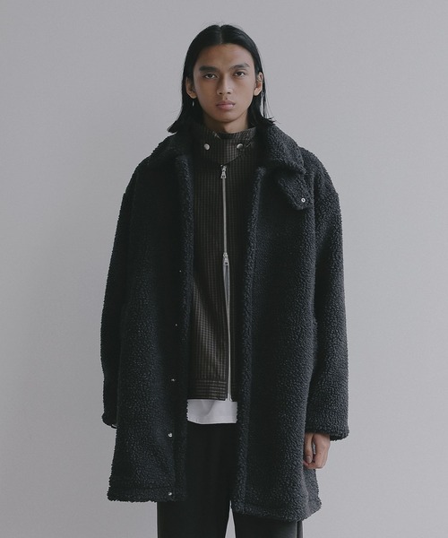 BAYFLOW(ベイフロー)の「【EF(エフ)】ボアバルコート(MEN)(ステンカラーコート・メンズ・ダークグレー/オフホワイト・MEDIUM/LARGE)」の7枚目の写真