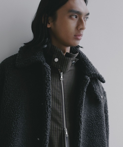 BAYFLOW(ベイフロー)の「【EF(エフ)】ボアバルコート(MEN)(ステンカラーコート・メンズ・ダークグレー/オフホワイト・MEDIUM/LARGE)」の10枚目の写真