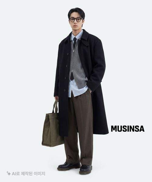MUSINSA STANDARD（ムシンサスタンダード）の「カシミヤブレンドオーバーショルダーバルマカンコート[ブラック]（チェスターコート・メンズ・その他・MEDIUM/X-LARGE/LARGE/XX-LARGE）」の12枚目の写真