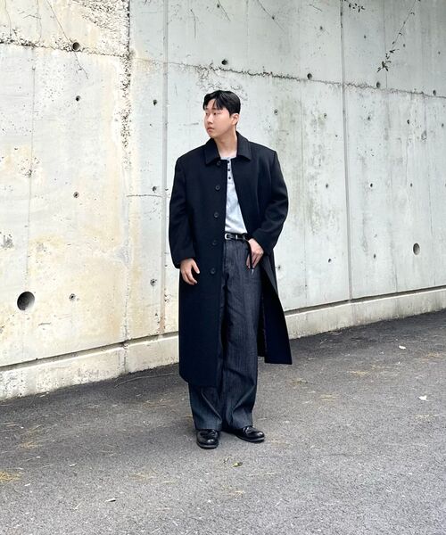 MUSINSA STANDARD（ムシンサスタンダード）の「カシミヤブレンドオーバーショルダーバルマカンコート[ブラック]（チェスターコート・メンズ・その他・MEDIUM/X-LARGE/LARGE/XX-LARGE）」の15枚目の写真