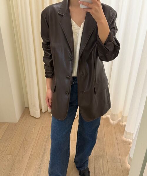 LINGSEOUL(リングソウル)の「leather single jacket-brown(ライダースジャケット・レディース・ブラウン・FREE)」の5枚目の写真