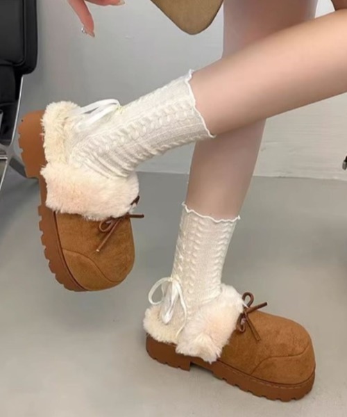 mebole(メボレ)の「厚底ボアスリッポン(スリッポン・レディース・ブラウン/ベージュ/キャメル・MEDIUM/SMALL/LARGE)」の1枚目の写真