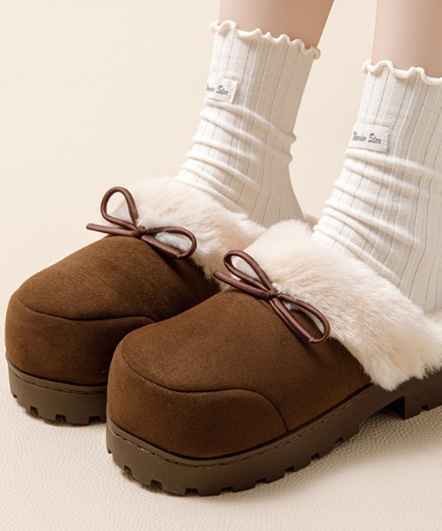 mebole(メボレ)の「厚底ボアスリッポン(スリッポン・レディース・ブラウン/ベージュ/キャメル・MEDIUM/SMALL/LARGE)」の5枚目の写真