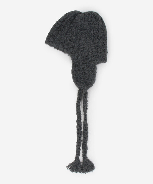 KIJIMA TAKAYUKI（キジマ　タカユキ）の「KIJIMA TAKAYUKI | POODLE FUR EAR BEANIE WOMEN（ニットキャップ/ビーニー・レディース・ダークグレー/ライトブラウン・F）」の3枚目の写真