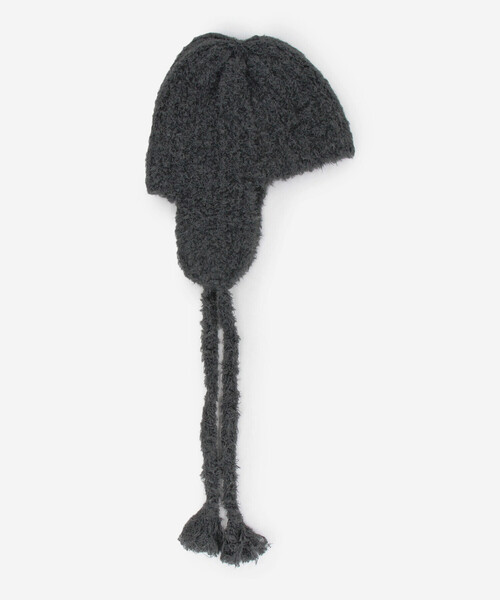 KIJIMA TAKAYUKI（キジマ　タカユキ）の「KIJIMA TAKAYUKI | POODLE FUR EAR BEANIE WOMEN（ニットキャップ/ビーニー・レディース・ダークグレー/ライトブラウン・F）」の4枚目の写真