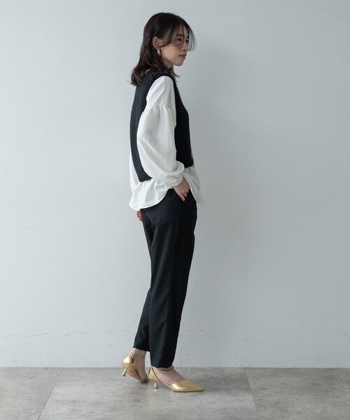 GALLEST(ギャレスト)の「Comfy SET UP|イージーテーパードパンツ【セットアップ対応/通勤/カセット服】(その他パンツ・レディース・ダークグレー/ブラウン系/ブラック・34/36/38/40)」の14枚目の写真
