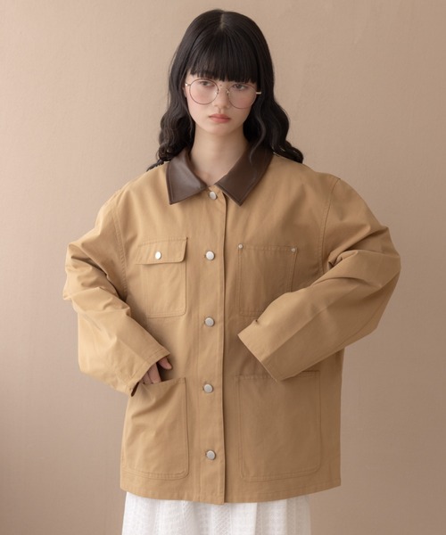 REMOON(リムーン)の「アソート切替カバーオール(カバーオール・レディース・ベージュ/インディゴブルー・FREE)」の1枚目の写真