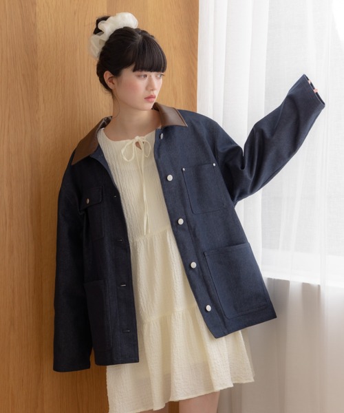 REMOON(リムーン)の「アソート切替カバーオール(カバーオール・レディース・ベージュ/インディゴブルー・FREE)」の8枚目の写真