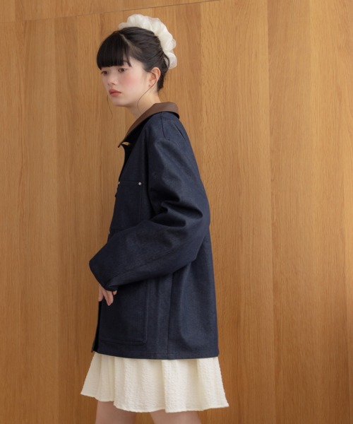 REMOON(リムーン)の「アソート切替カバーオール(カバーオール・レディース・ベージュ/インディゴブルー・FREE)」の7枚目の写真