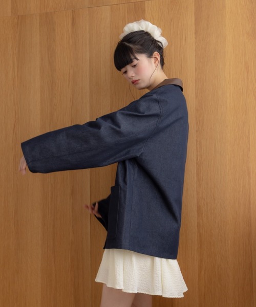 REMOON(リムーン)の「アソート切替カバーオール(カバーオール・レディース・ベージュ/インディゴブルー・FREE)」の5枚目の写真