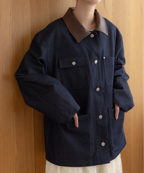 REMOON(リムーン)の「アソート切替カバーオール(カバーオール・レディース・ベージュ/インディゴブルー・FREE)」の9枚目の写真