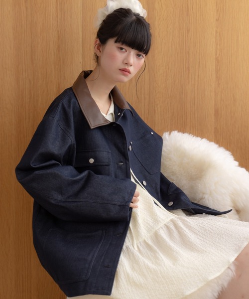 REMOON(リムーン)の「アソート切替カバーオール(カバーオール・レディース・ベージュ/インディゴブルー・FREE)」の6枚目の写真