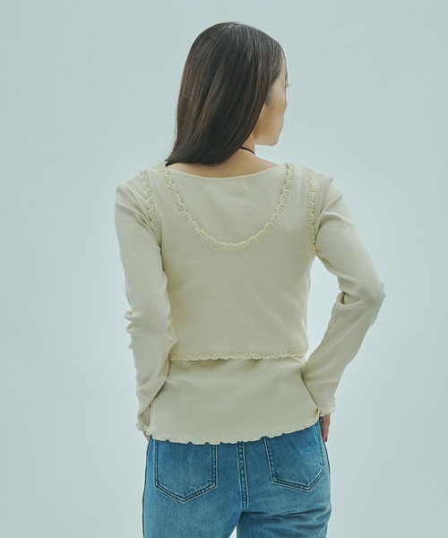 ROSE BUD(ローズバッド)の「(mag.by c)LAYERED RIB TOP(Tシャツ/カットソー・レディース・ホワイト/ブラウン・ONE SIZE)」の5枚目の写真