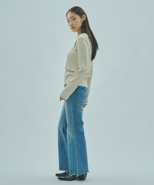 ROSE BUD(ローズバッド)の「(mag.by c)LAYERED RIB TOP(Tシャツ/カットソー・レディース・ホワイト/ブラウン・ONE SIZE)」の8枚目の写真