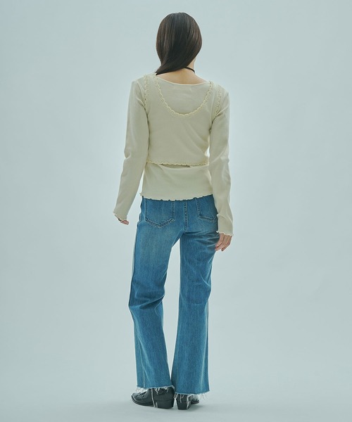 ROSE BUD(ローズバッド)の「(mag.by c)LAYERED RIB TOP(Tシャツ/カットソー・レディース・ホワイト/ブラウン・ONE SIZE)」の9枚目の写真