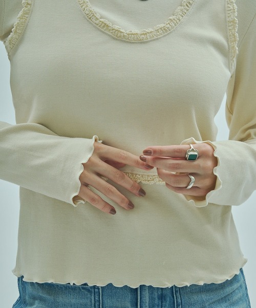 ROSE BUD(ローズバッド)の「(mag.by c)LAYERED RIB TOP(Tシャツ/カットソー・レディース・ホワイト/ブラウン・ONE SIZE)」の10枚目の写真