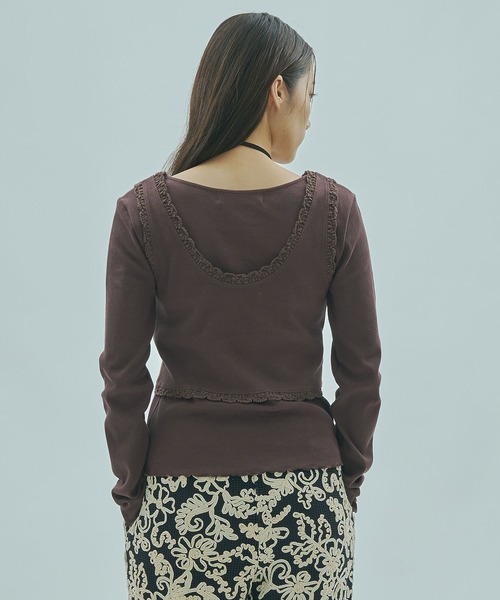 ROSE BUD(ローズバッド)の「(mag.by c)LAYERED RIB TOP(Tシャツ/カットソー・レディース・ホワイト/ブラウン・ONE SIZE)」の14枚目の写真