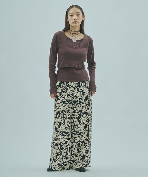 ROSE BUD(ローズバッド)の「(mag.by c)LAYERED RIB TOP(Tシャツ/カットソー・レディース・ホワイト/ブラウン・ONE SIZE)」の15枚目の写真