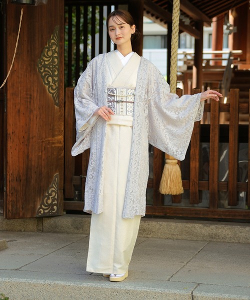 utatane（ウタタネ）の「羽織 レース ニコアンティーク アマイロ・クラシカ 日本製（着物・レディース・ライトグレー・FREE）」の2枚目の写真