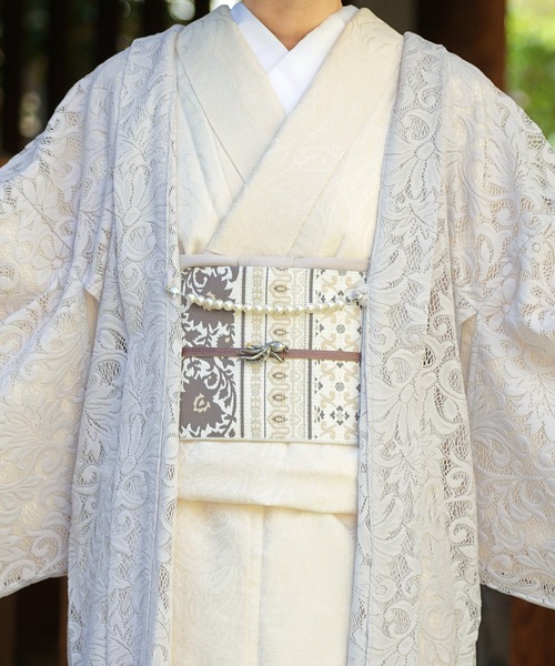 utatane（ウタタネ）の「羽織 レース ニコアンティーク アマイロ・クラシカ 日本製（着物・レディース・ライトグレー・FREE）」の7枚目の写真