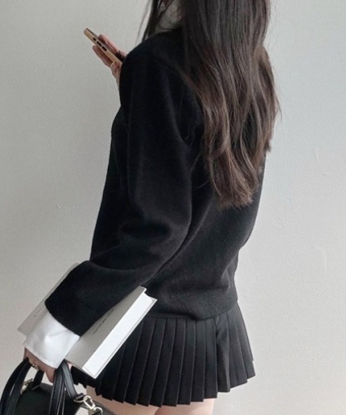yuue' ( wear )(ユーイ)の「シャツレイヤードニットトップス(ニット/セーター・レディース・グレー/ネイビー/ブラック・FREE)」の9枚目の写真