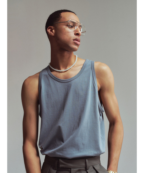 ERER(エルエル)の「メンズ ベーシック タンクトップ スカイブルー(Tシャツ/カットソー・レディース・スカイブルー・4)」の3枚目の写真