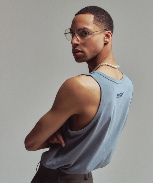 ERER(エルエル)の「メンズ ベーシック タンクトップ スカイブルー(Tシャツ/カットソー・レディース・スカイブルー・4)」の4枚目の写真
