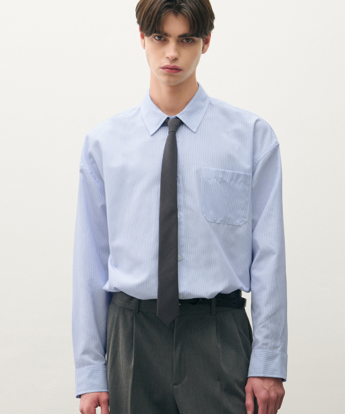 DRAW FIT（ドローフィット）の「コジッドストライプシャツ [スカイブルー]（シャツ/ブラウス・メンズ・その他・LARGE/MEDIUM/X-LARGE）」の2枚目の写真
