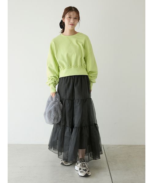 emmi（エミ）の「スウェットプルオーバー（スウェット・レディース・ライム/ダークネイビー/グレー・F）」の5枚目の写真